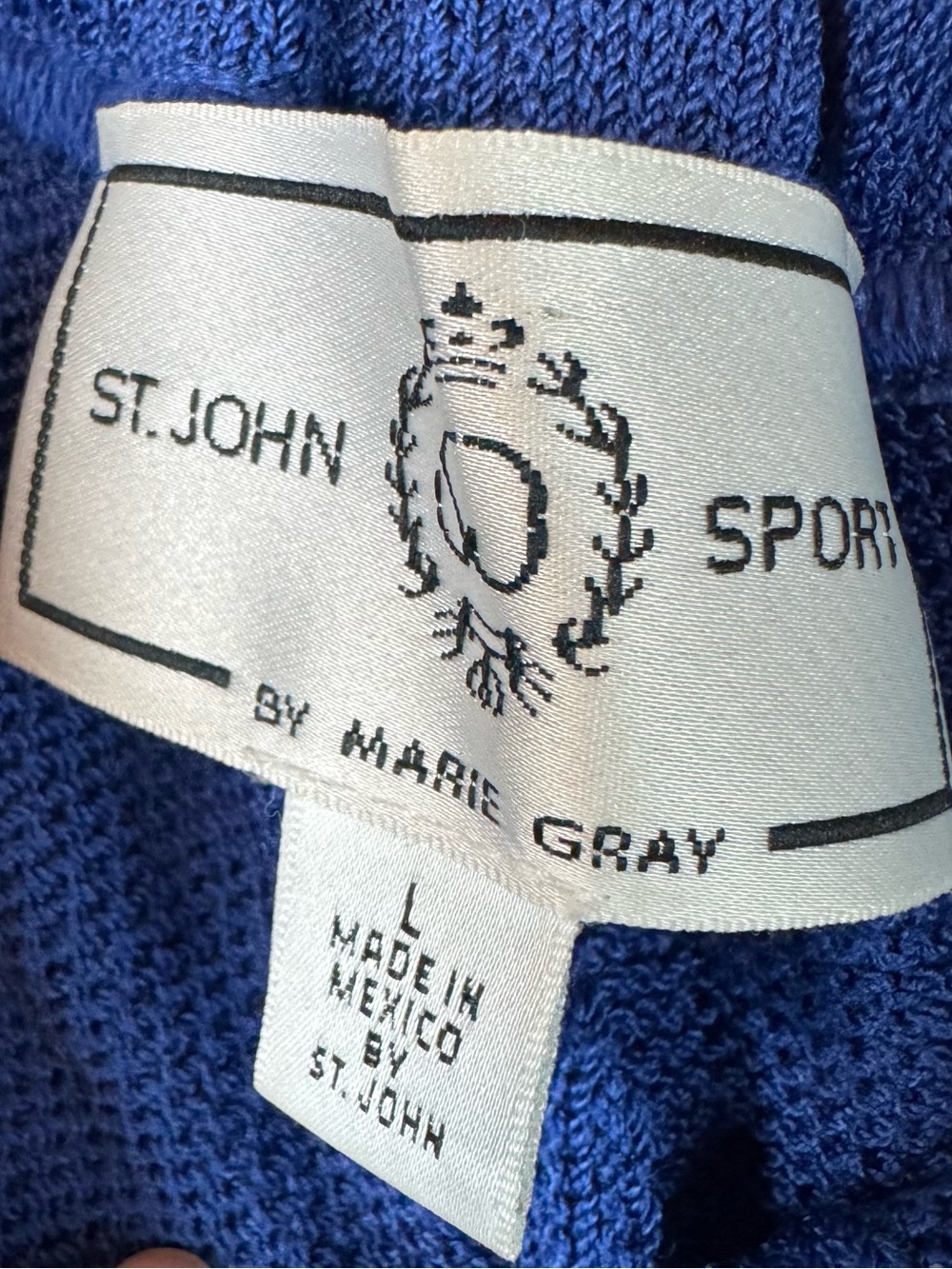 ST. JOHN Sport Marie Gray Women's Large Knit Pants Royal Blue Wool Rayon Lg L - Picture 2 of 7